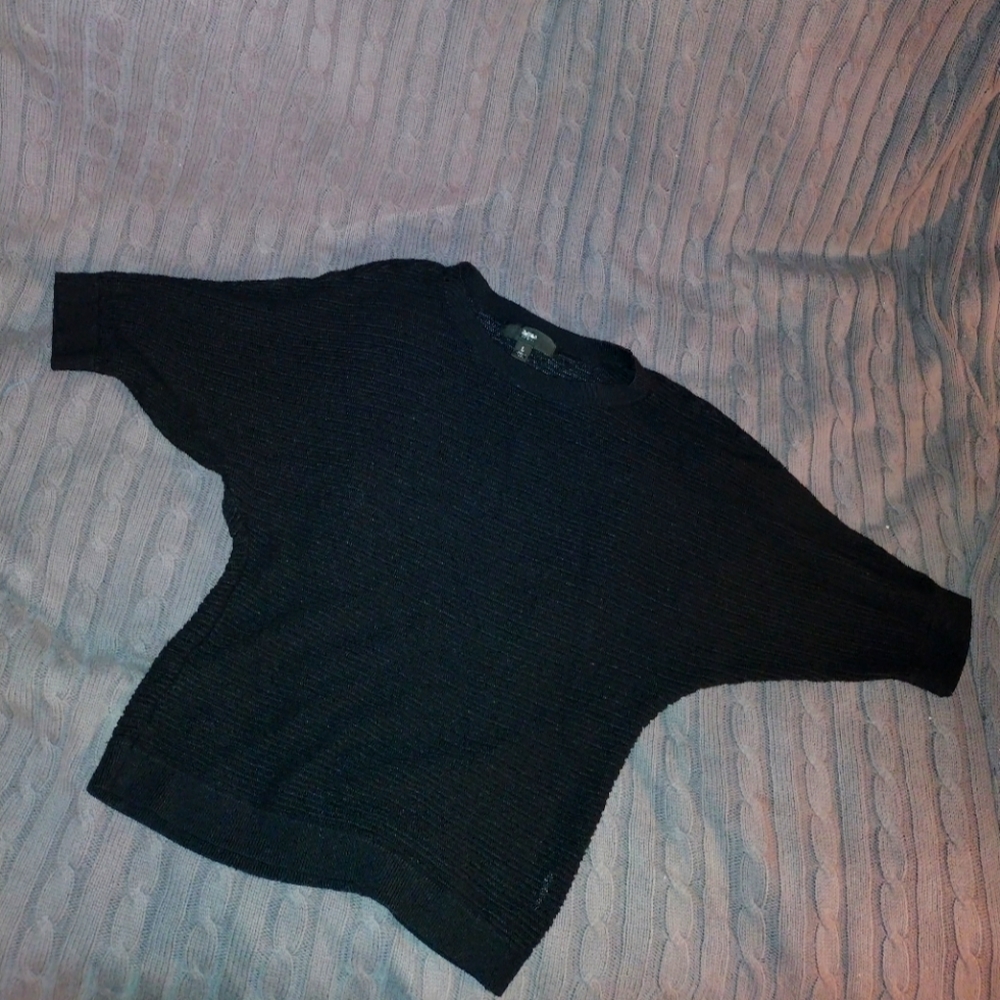 Mossimo black mesh knit short sleeved sweater Sz L